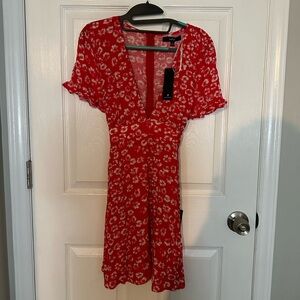 NWT Garden Explorer Red Floral Print Mini Dress
